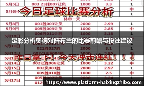 足彩分析奥德对阵布兰的比赛前瞻与投注建议